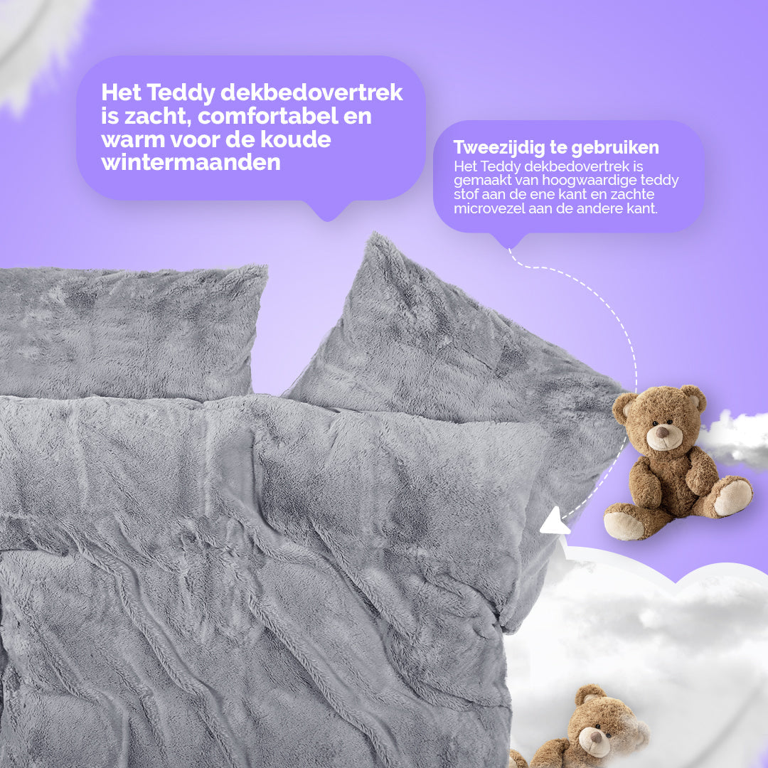 Warm en Zacht: Grijs Teddy Dekbedovertrek