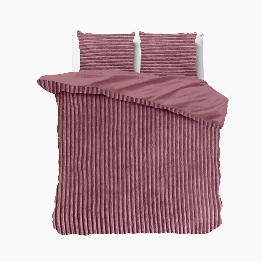 Housse de couette Teddy Rib Vieux Rose