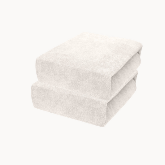 Drap-housse pour matelas velours blanc perle, lot de 2