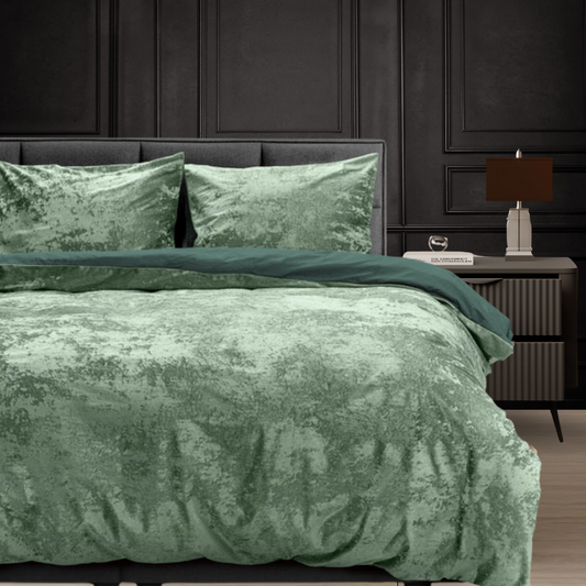 Parure housse de couette - Velours Chenille Vert jade