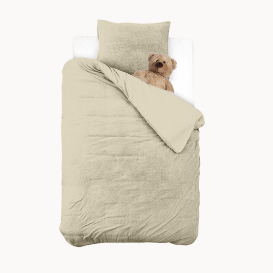 Ensemble housse de couette Teddy Kids Cappuccino Blanc