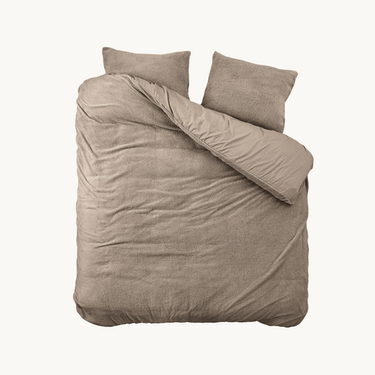 Ensemble housse de couette Teddy Café Glacé Taupe