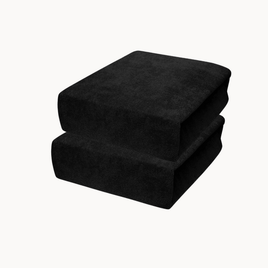 Drap-housse pour matelas velours noir obsidienne, lot de 2