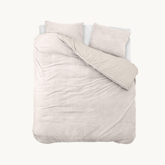 Ensemble housse de couette Teddy Café Glacé Taupe