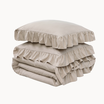 Housse de couette Matte Satin™ Ruffle/Ruffle Nude