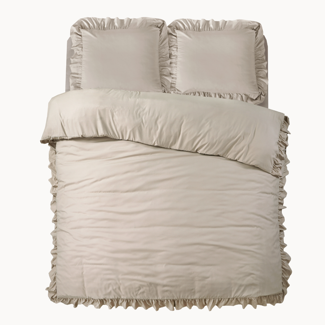 Housse de couette Matte Satin™ Ruffle/Ruffle Nude