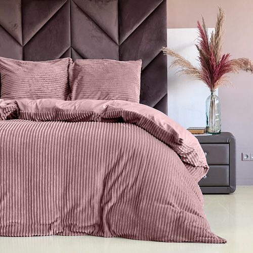 Housse de couette Teddy Rib Vieux Rose