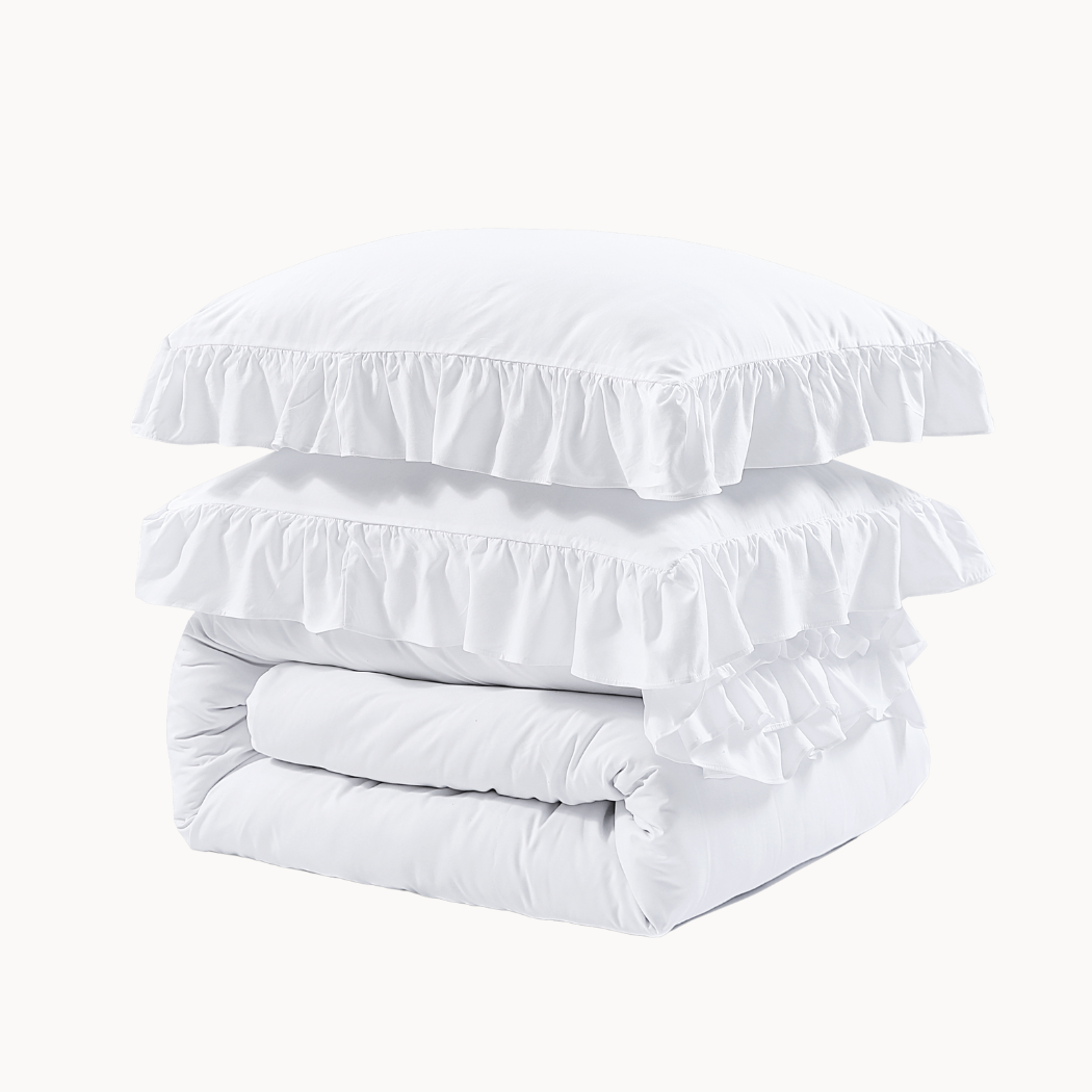 Housse de couette Matte Satin™ Ruffle/Ruffle Blanc