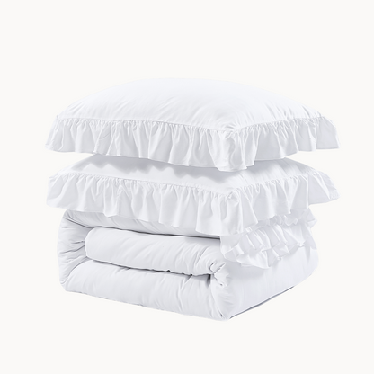 Housse de couette Matte Satin™ Ruffle/Ruffle Blanc