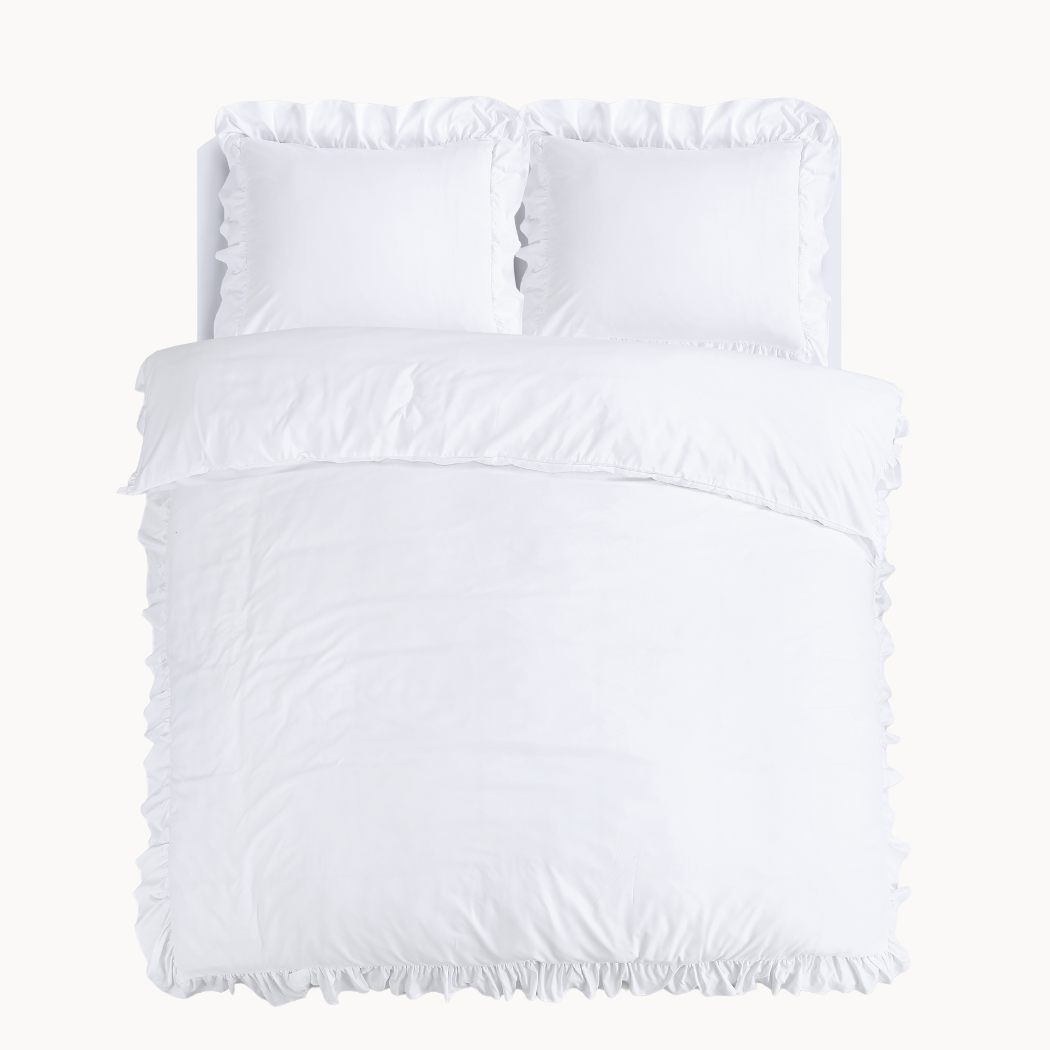 Housse de couette Matte Satin™ Ruffle/Ruffle Blanc