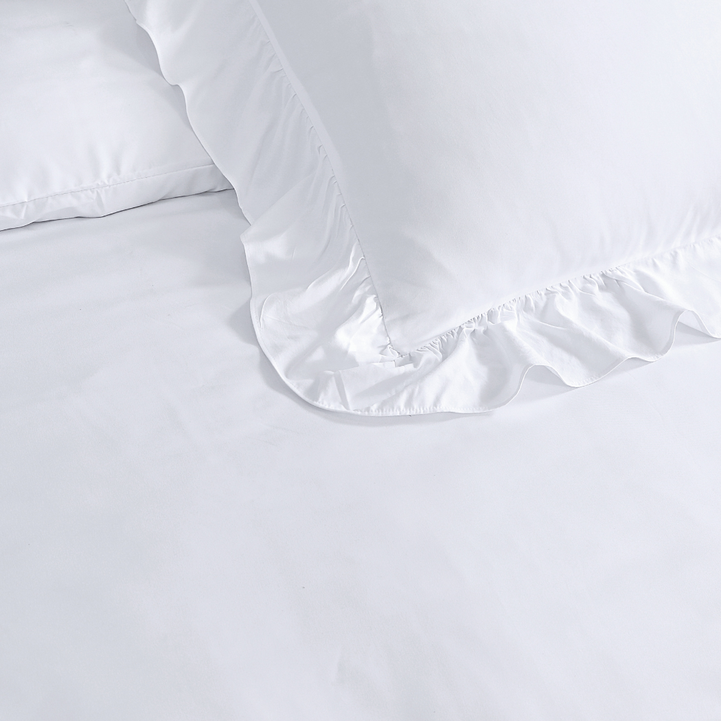 Housse de couette Matte Satin™ Ruffle/Ruffle Blanc