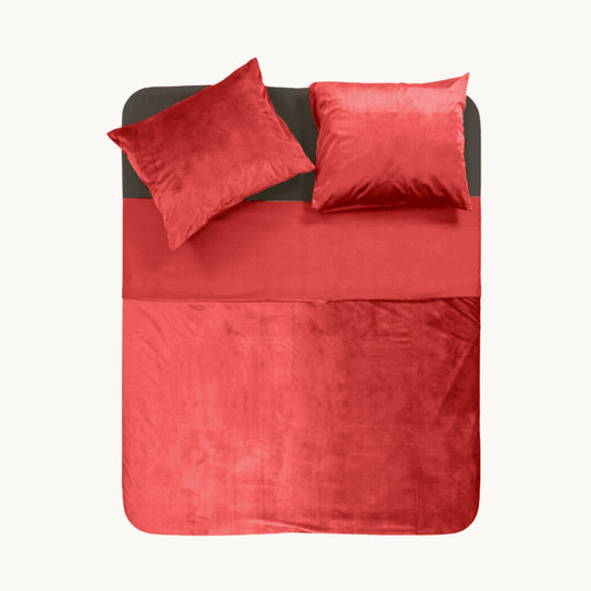 Parure housse de couette - Velours/Velours Rouge Lave