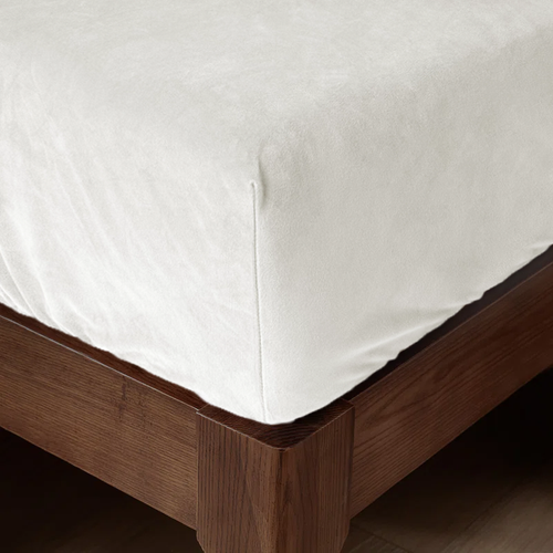 Drap-housse pour matelas velours blanc perle